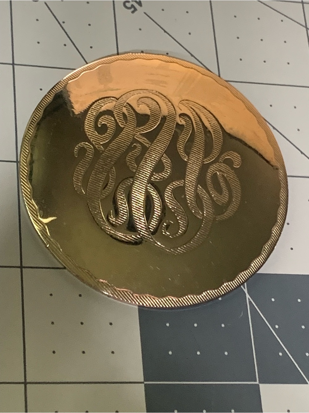 Monogrammed Gold-Tone Brooch